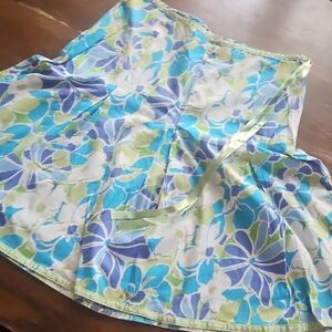 St. John's Bay Floral Circle Skirt in Blue, Green & White